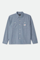 Men's Trademark Long Sleeve Shirt in the color Blue Chambray Micro Stripe - Front Product Laydown Image