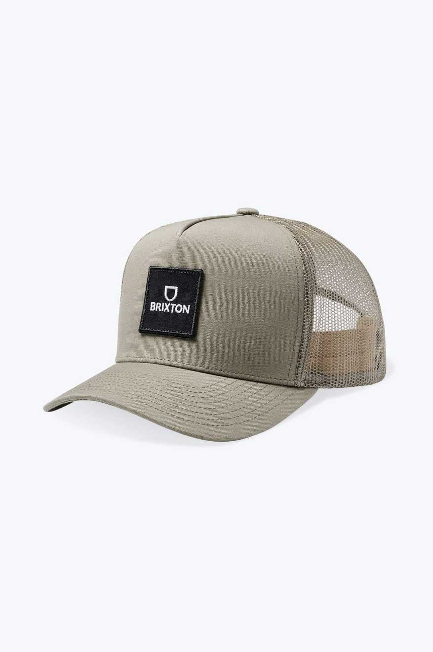 Brixton Men's Alpha Block Netplus Trucker Hat - Cinder Grey/Cinder Grey | Profile