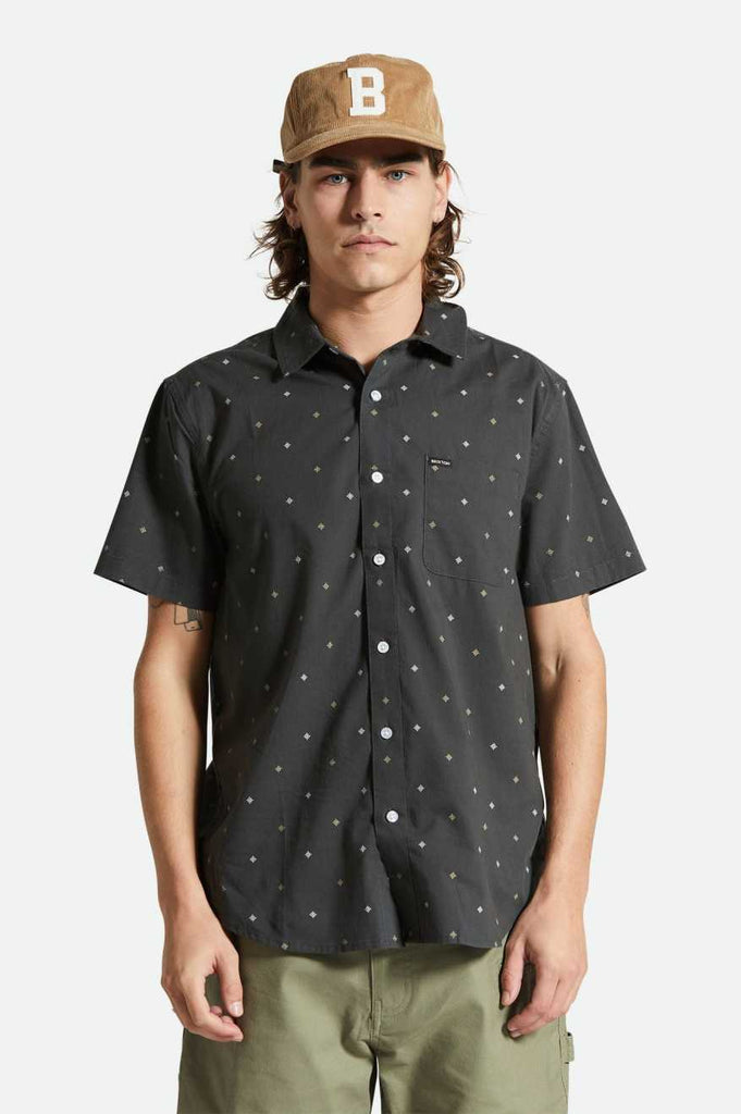 Men's Fit, front | Charter Print S/S Shirt - Washed Black Pyramid