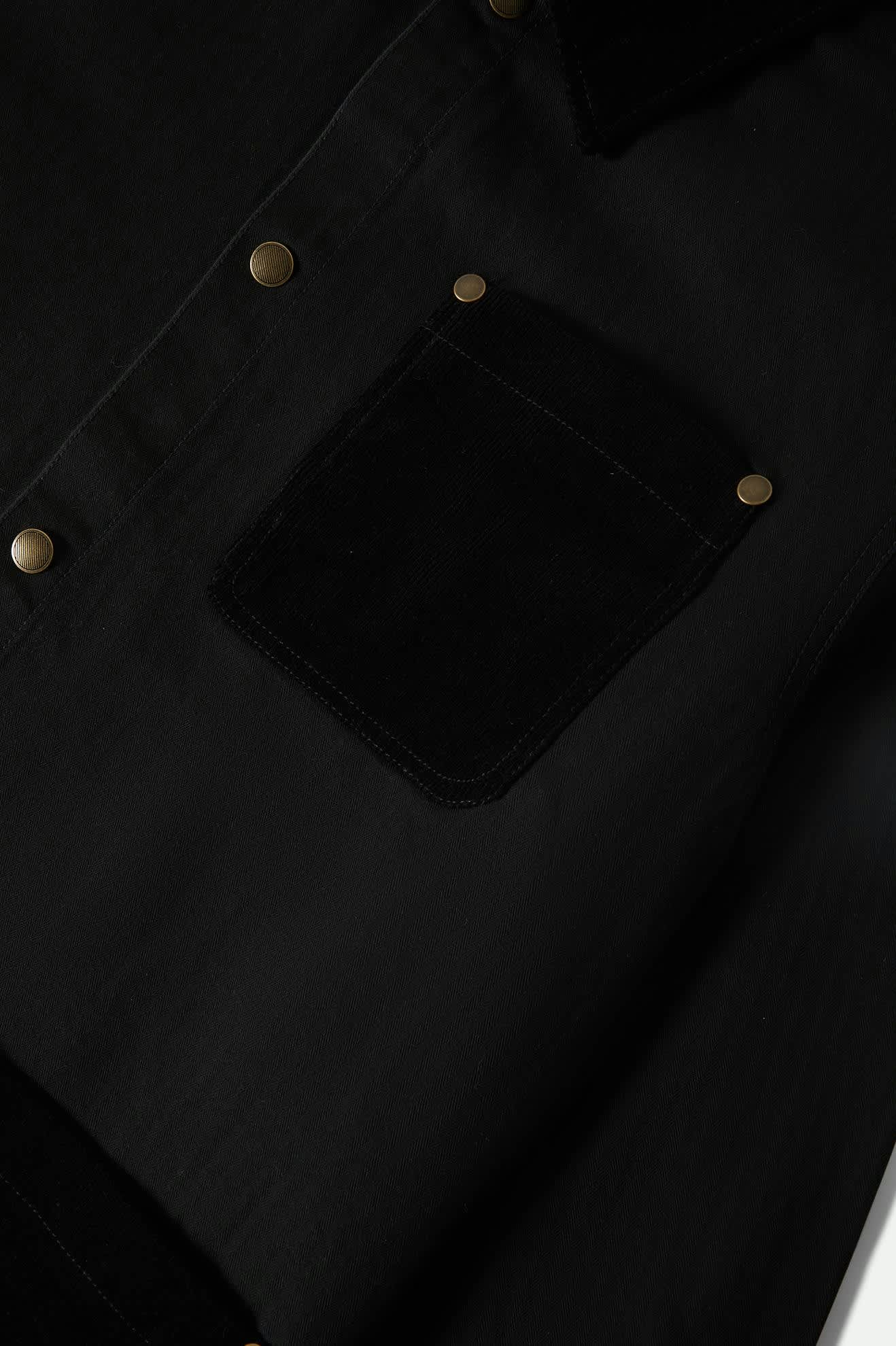 Men's Herringbone Lightweight Chore Coat in the color Black Herringbone - Additional Laydown image