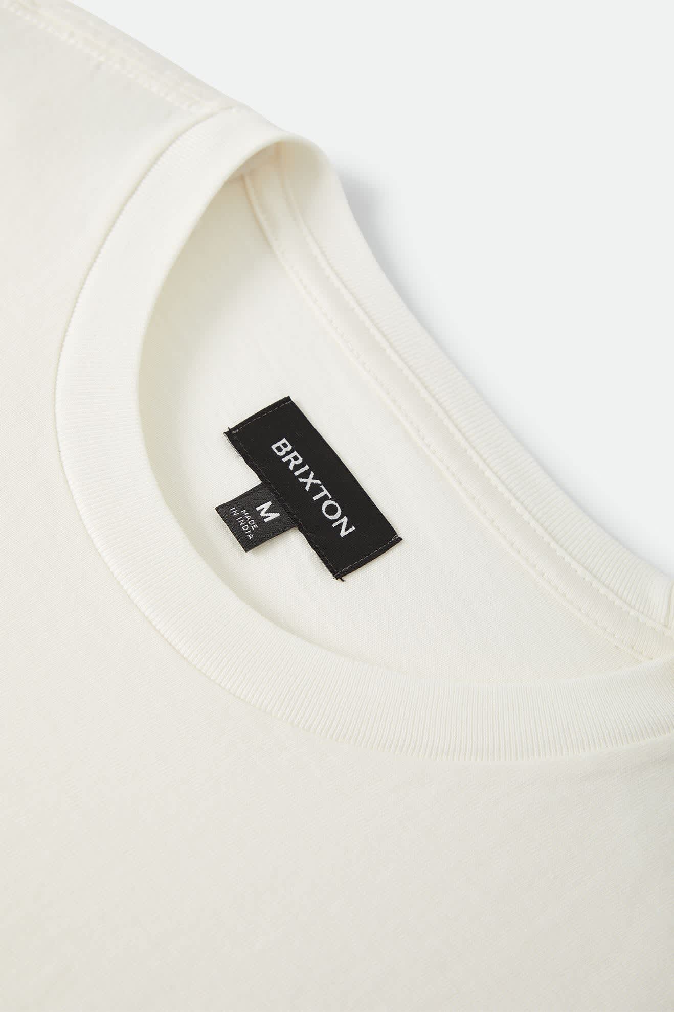 Men's Brixton Baseline Relaxed T-Shirt in the color Off White Vintage Wash - Additional Laydown image