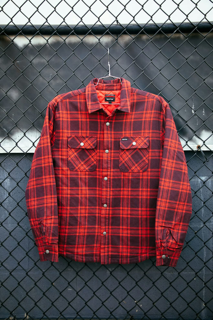 Men's Bowery Quilted L/S Flannel in the color Bright Red/Mahogany - Additional Style View