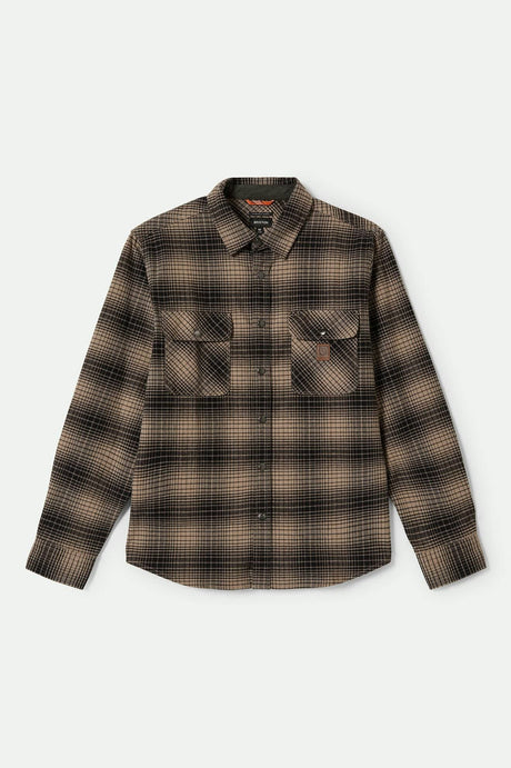 Men's Builders Bowery Stretch Water Resistant L/S Flannel in the color Black/Cinder Grey - Front Product View