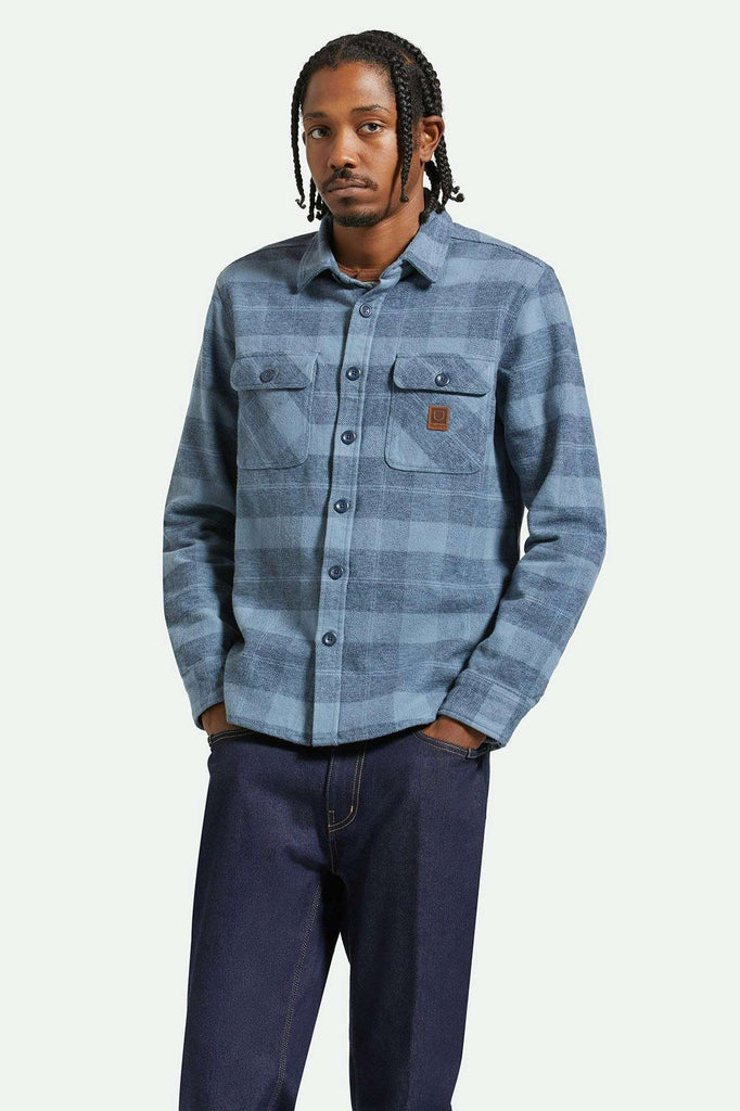 Men's Front Fit | Bowery Heavyweight L/S Flannel - Mirage Blue/Washed Navy