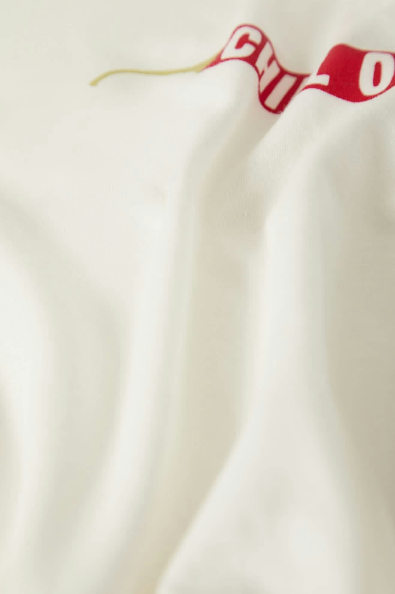 Women's Chill Out Fitted Crew T-Shirt in the color Off White - Additional Laydown image