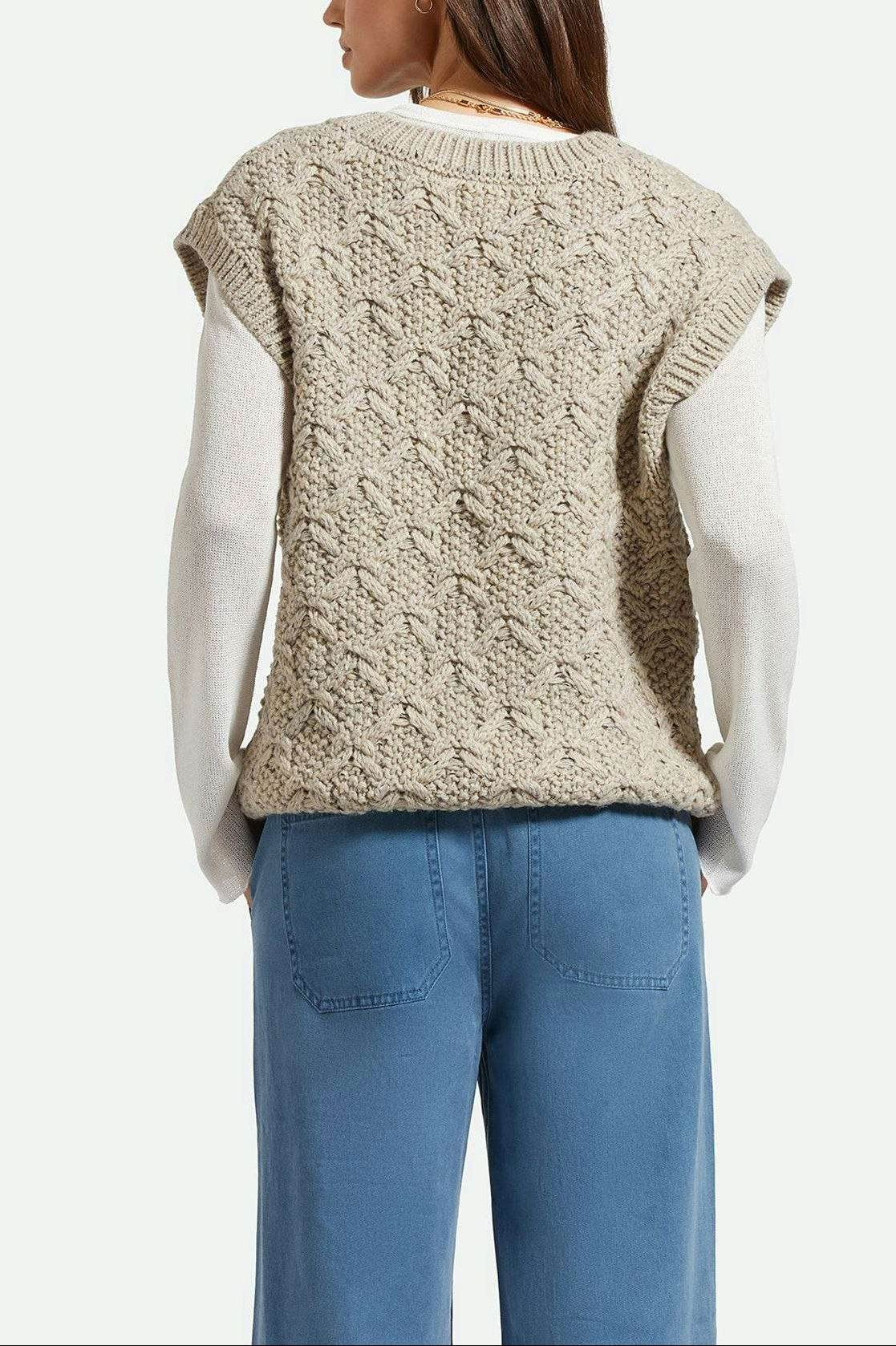 Back Fit Image | Lafayette Oversized Sweater Vest - Marled Beige