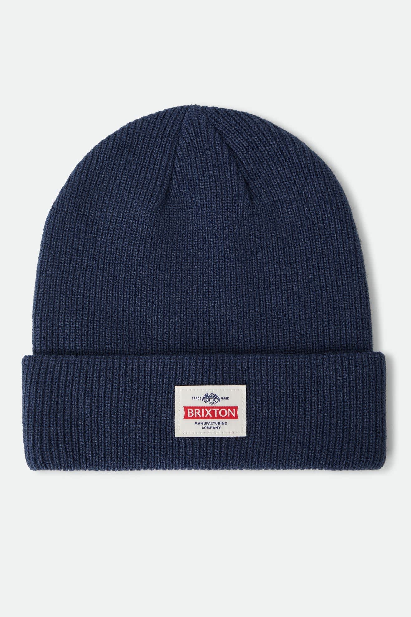 Unisex Trademark Beanie in the color Navy - Front Product Laydown Image