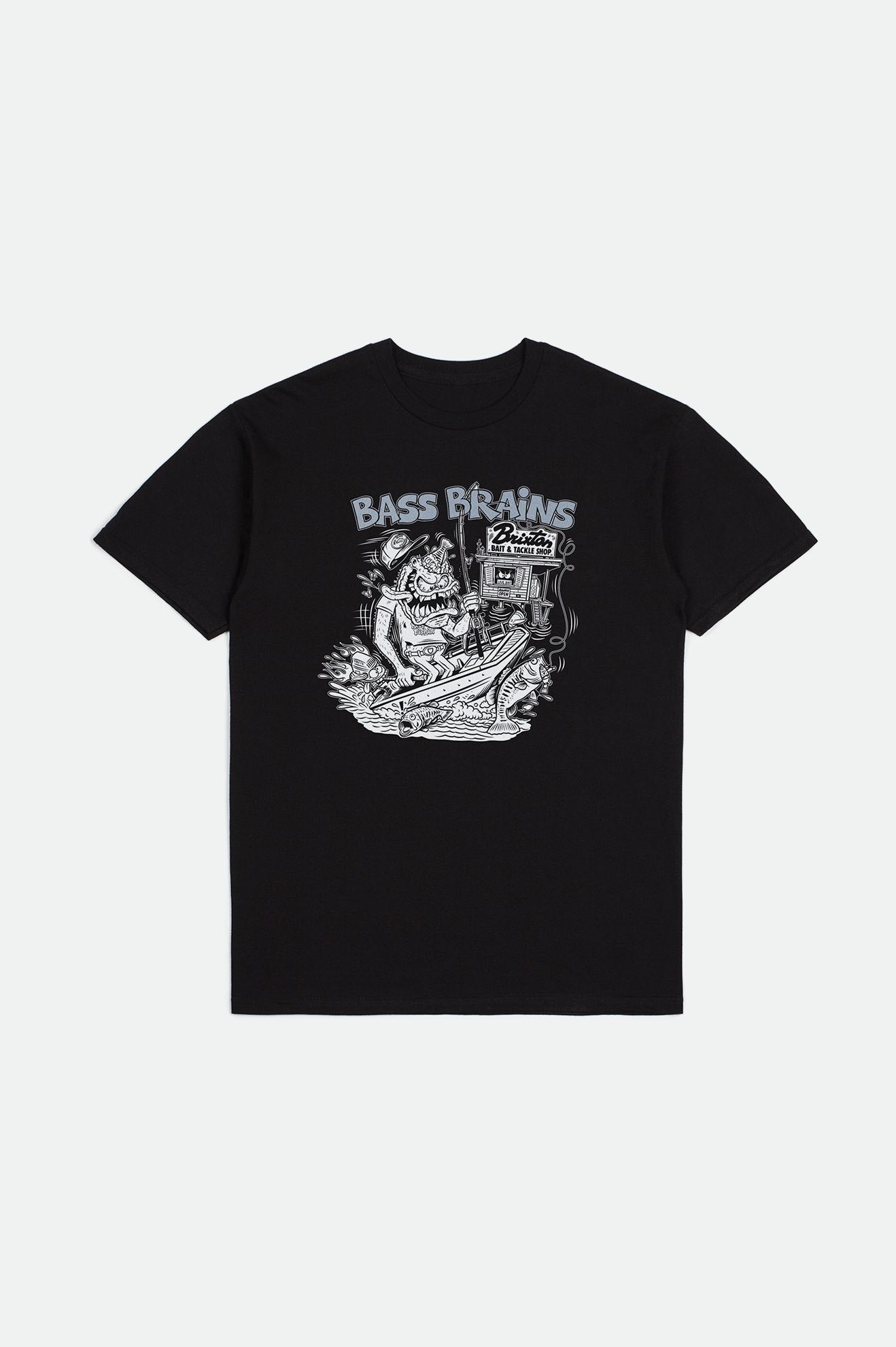 Brixton Men's Bass Brains Monster S/S Standard Tee - Black | Profile