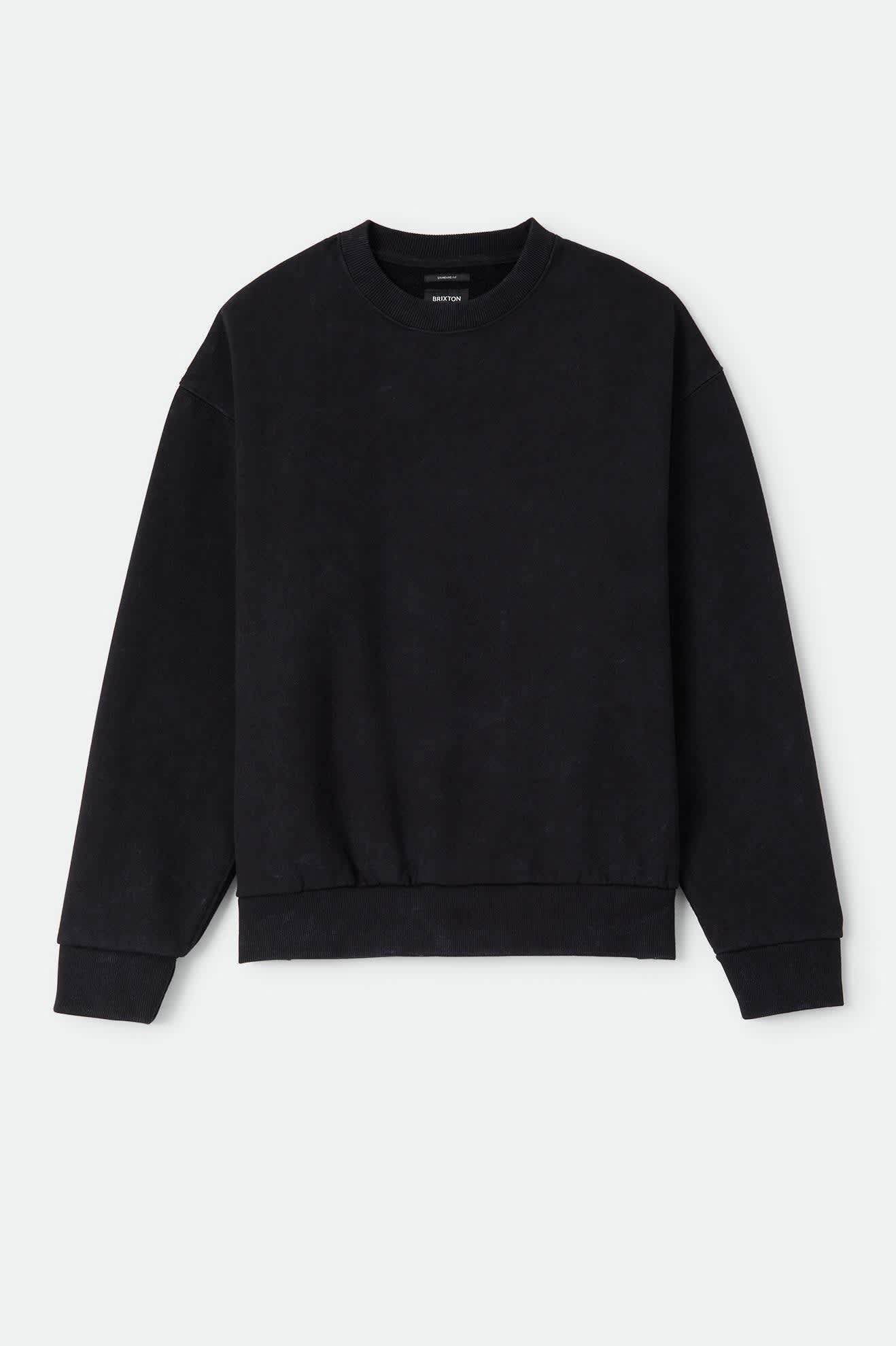 Men's Brixton Baseline Crew Fleece in the color Black - Front Product Laydown Image