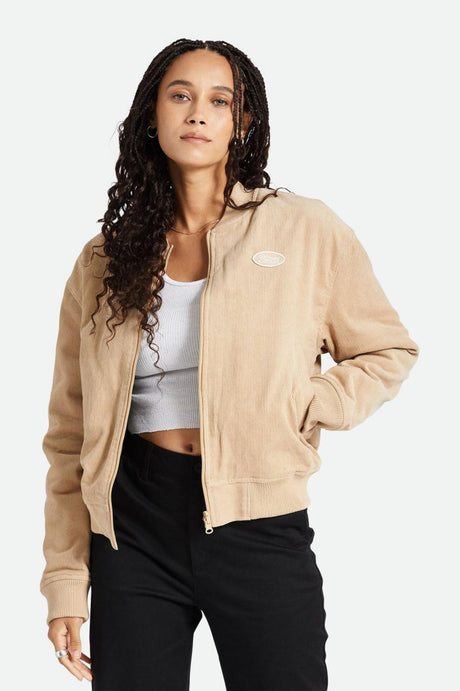 Women's Fit, Front View | Utopia Reversible Bomber Jacket - Sesame