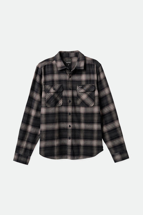 Brixton Men's Bowery Lightweight Ultra Soft Flannel - Charcoal/Black | Profile