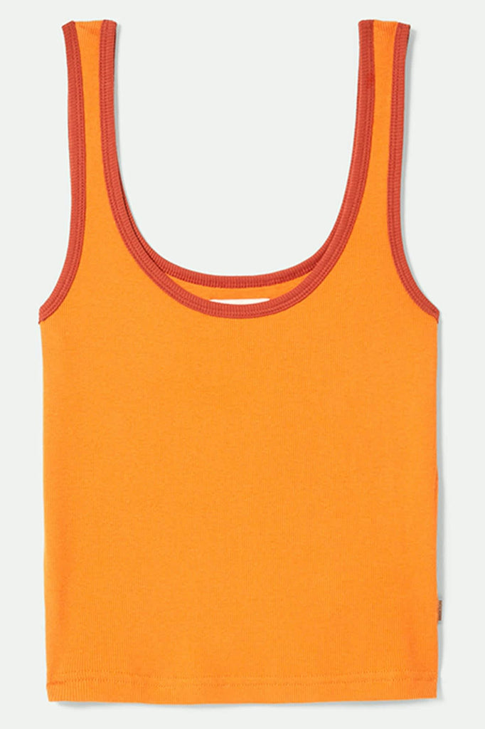 Women's Ringer Organic A-Tank in the color Tangerine/Burnt Brick - Front Product View