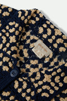 Women's Crochet S/S Button Down in the color Mood Indigo/Off White - Additional Laydown image