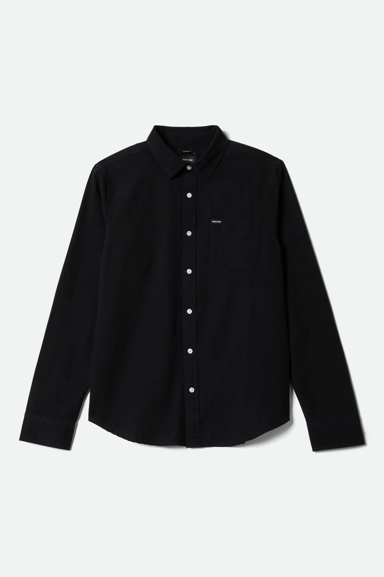 Men's Charter Long Sleeve Shirt in the color Black - Front Product Laydown Image