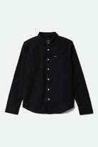 Men's Charter Long Sleeve Shirt in the color Black - Front Product Laydown Image