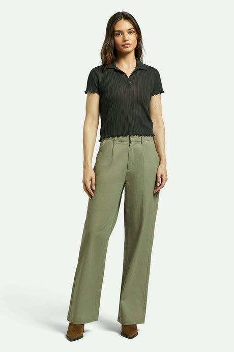 Brixton Women's Ludlow Trouser Pant - Olive Surplus | Front fit