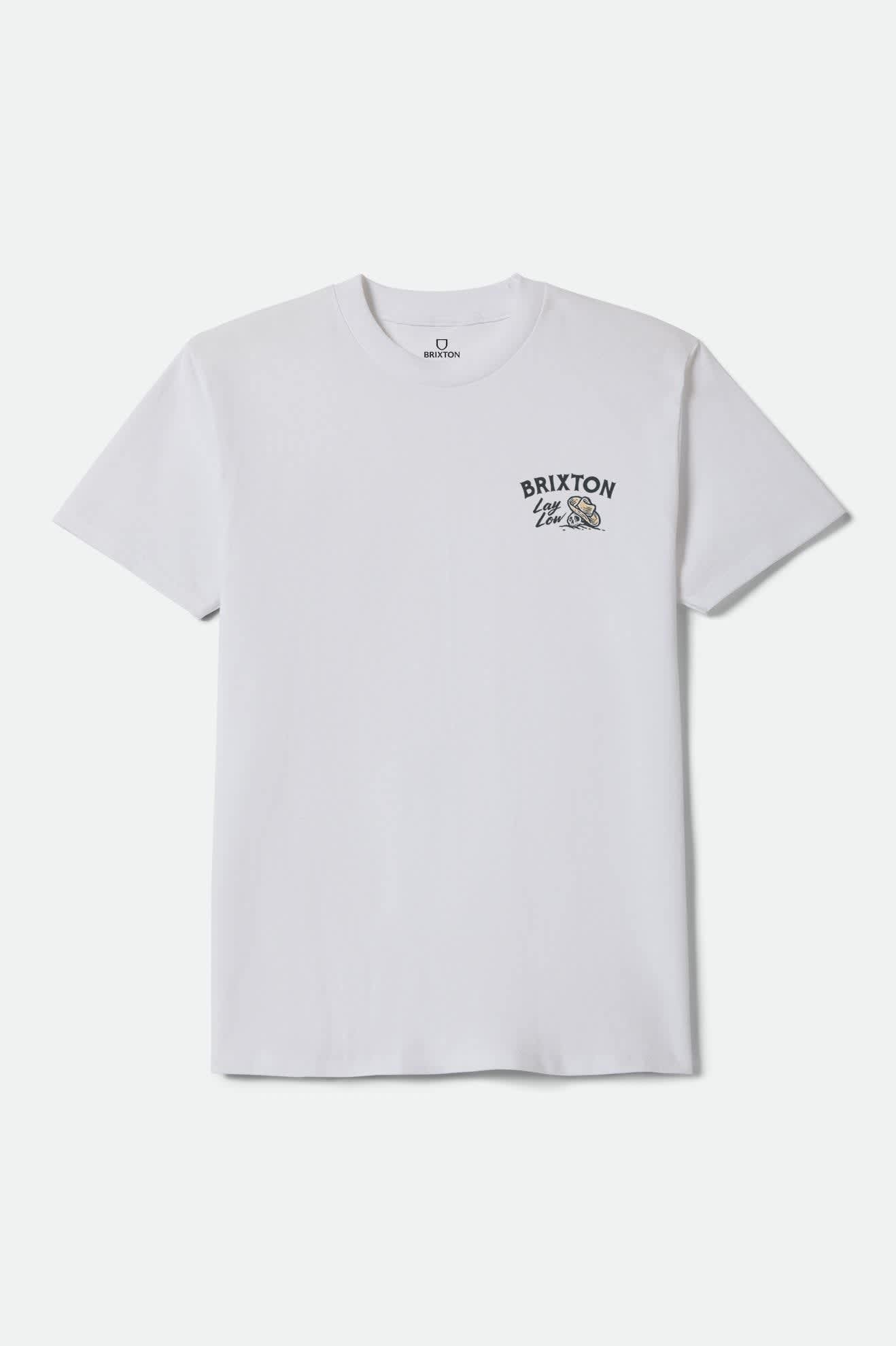 Men's Lay Low Standard T-Shirt in the color White - Front Product Laydown Image
