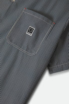 Men's Journey Lightweight 1/2 Zip Cropped Short Sleeve Shirt in the color Navy/White Stripe - Additional Laydown image