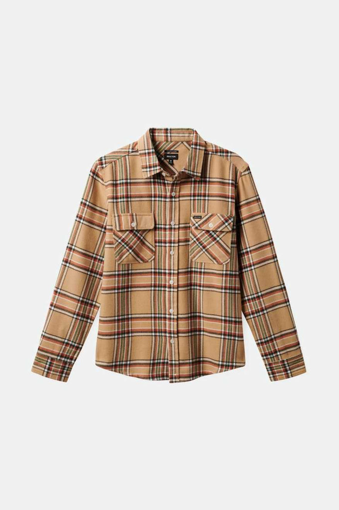 Brixton Men's Bowery L/S Flannel - Sand/Off White/Terracotta | Profile