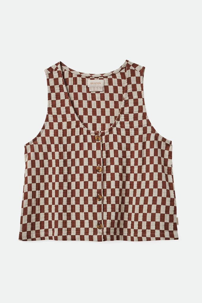 Brixton Women's Mykonos Small Check Tank - Sepia | Profile