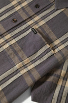 Men's Charter Linen Blend S/S Shirt in the color Charcoal/Beige Plaid - Additional Laydown image