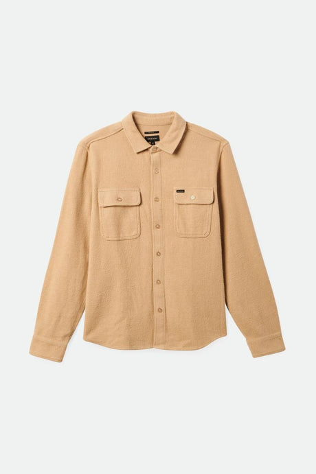 Brixton Men's Bowery Textured Loop Twill L/S Overshirt - Sand | Profile