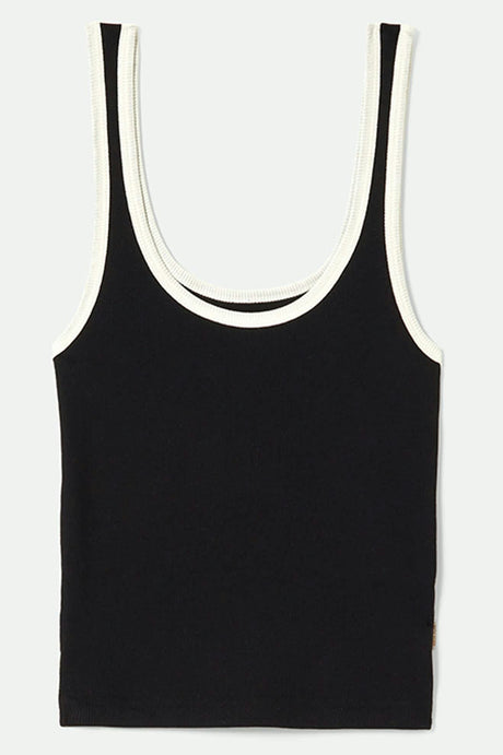 Women's Ringer Organic A-Tank in the color Black/Off White - Front Product View