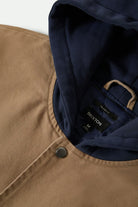 Men's Canvas Hooded Bomber Jacket in the color Khaki/Mood Indigo - Additional Laydown image