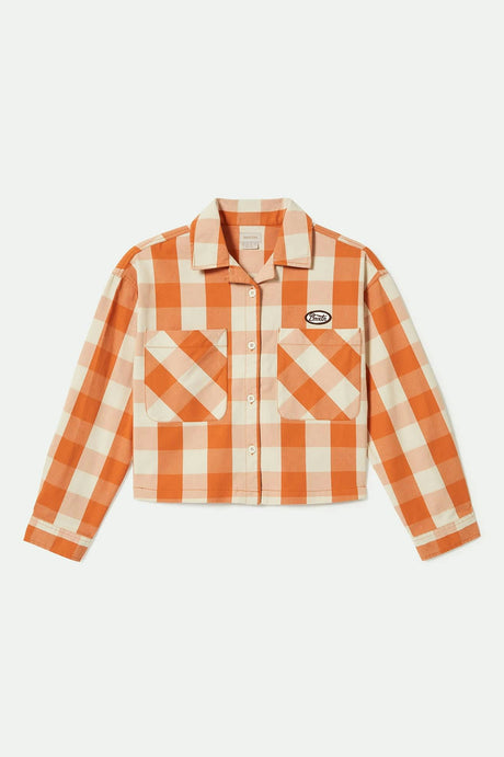 Women's Utopia L/S Overshirt in the color Tangerine Gingham - Front Product View