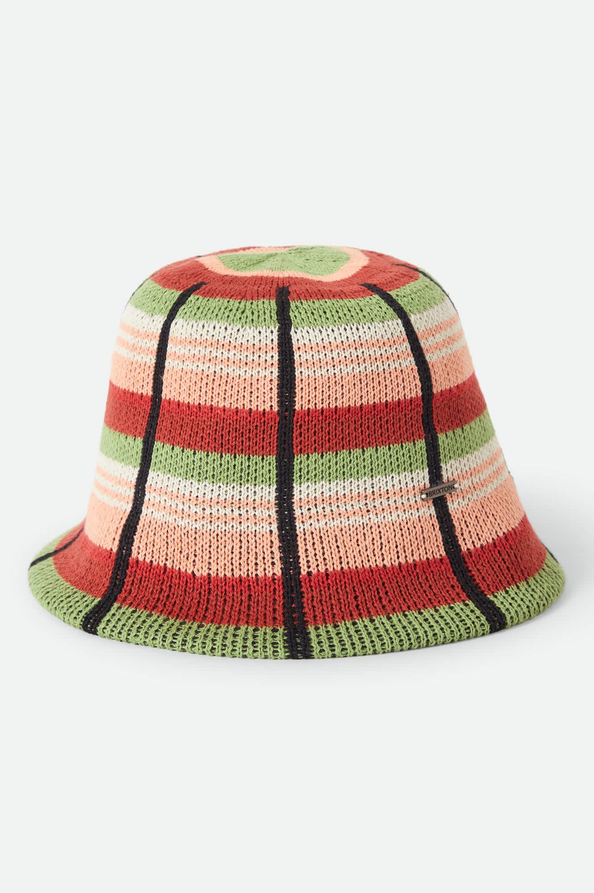 Women's Redding Knit Packable Hat in the color Peach Cobbler Multi Stripe - Front Product Laydown Image