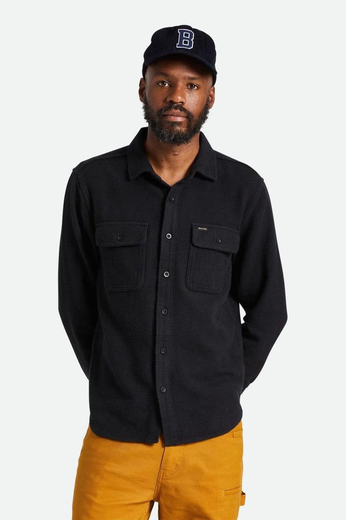 Men's Fit, front | Bowery Textured Loop Twill L/S Overshirt - Black