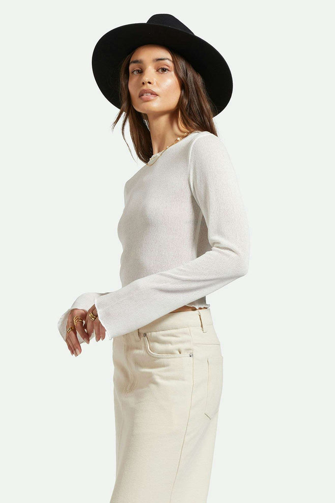 Women's Side Fit | Sheer L/S Knit Top - Off White