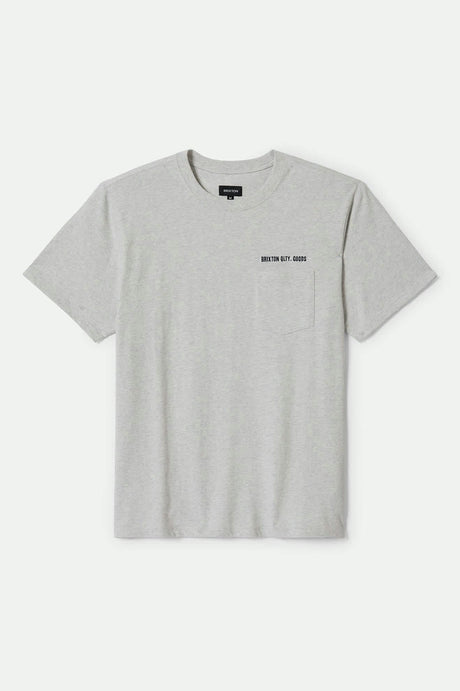 Men's Embroidered Heavyweight Pocket T-Shirt in the color Heather Grey Ash - Front Product View