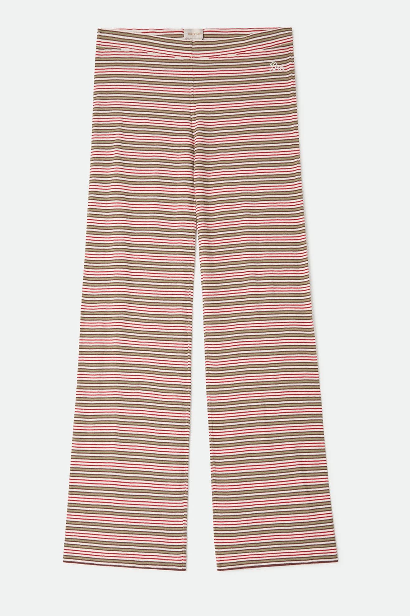Women's Siesta Stripe Knit Pant in the color Green Multi Stripe - Front Product Laydown Image