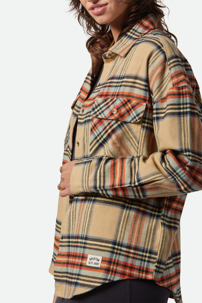 Women's Bowery Women's Classic L/S Flannel in the color Sand/Burnt Brick/Black Plaid - Women's Side View