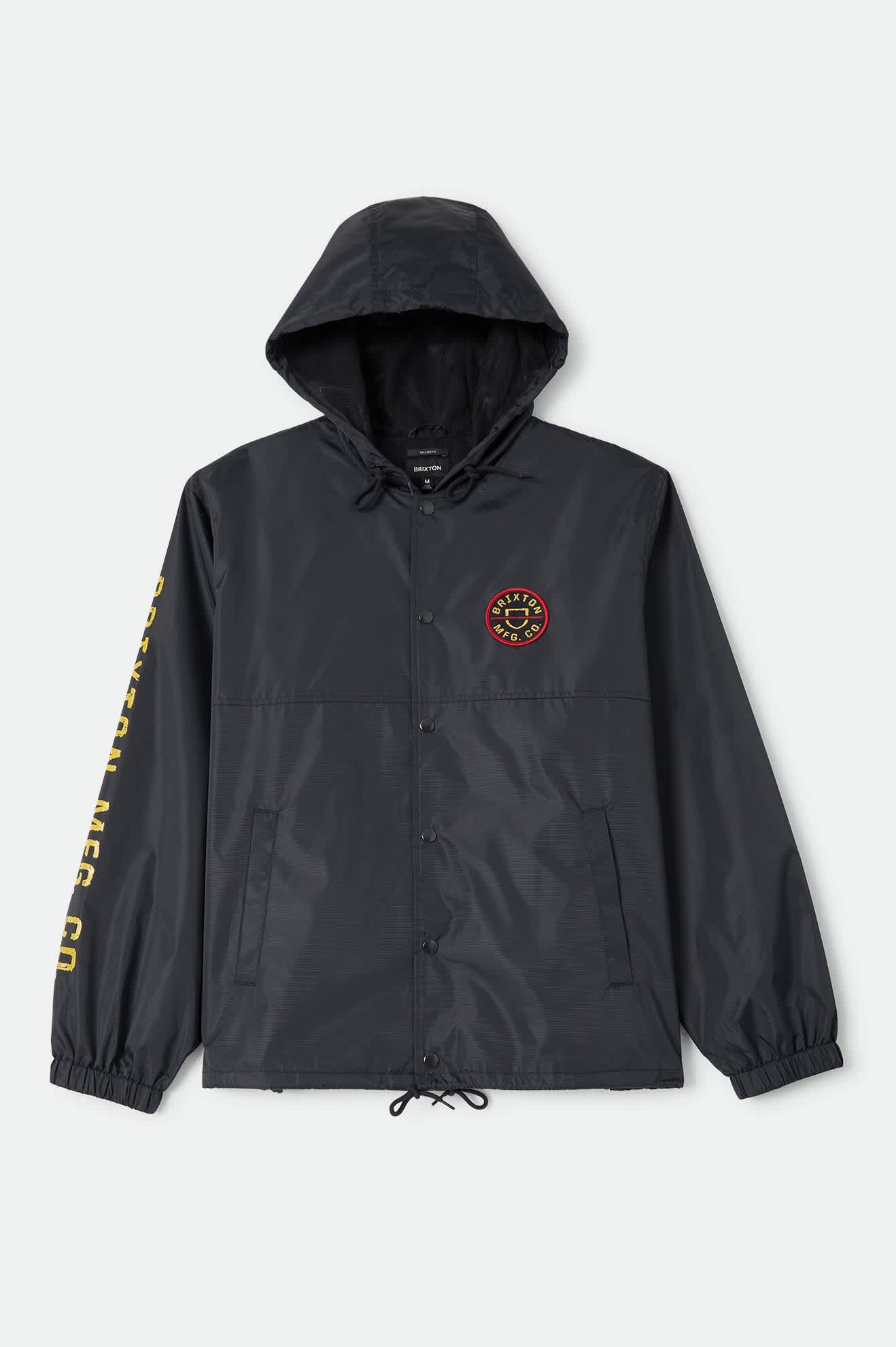 Men's Hooded Claxton Lightweight Jacket in the color Black - Front Product Laydown Image