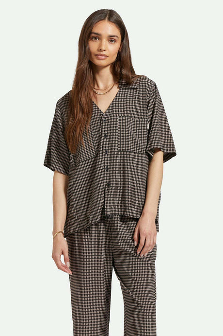 Women's Front Fit | Hudson Lounge S/S Woven Shirt - Washed Black/Cinder Grey Diamond Check