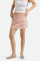 Women's Carefree Organic Garment Dye Lounge Short in the color Silver Pink - Women's Front View