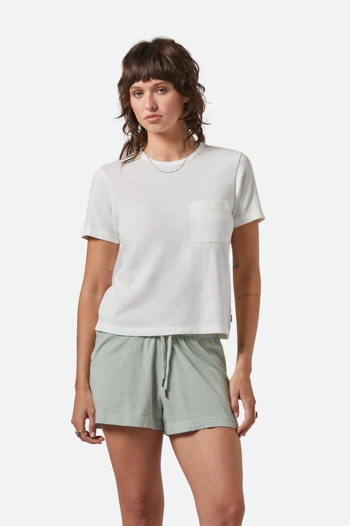 Women's Carefree Organic Garment Dye Perfect T-Shirt in the color Off White - Women's Front View