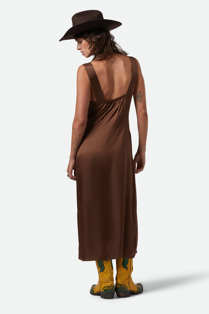 Women's The Ridge Slip Dress in the color Pinecone Brown - Women's Back View