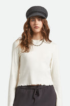 Unisex Fiddler Fisherman Cap in the color Grey Shadow Plaid - Women's Front View