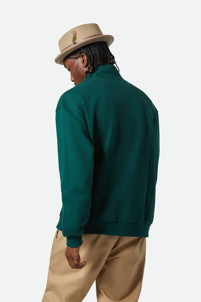 Men's Embroidered Heavyweight Oversized Half Zip in the color Deep Emerald - Men's Back View