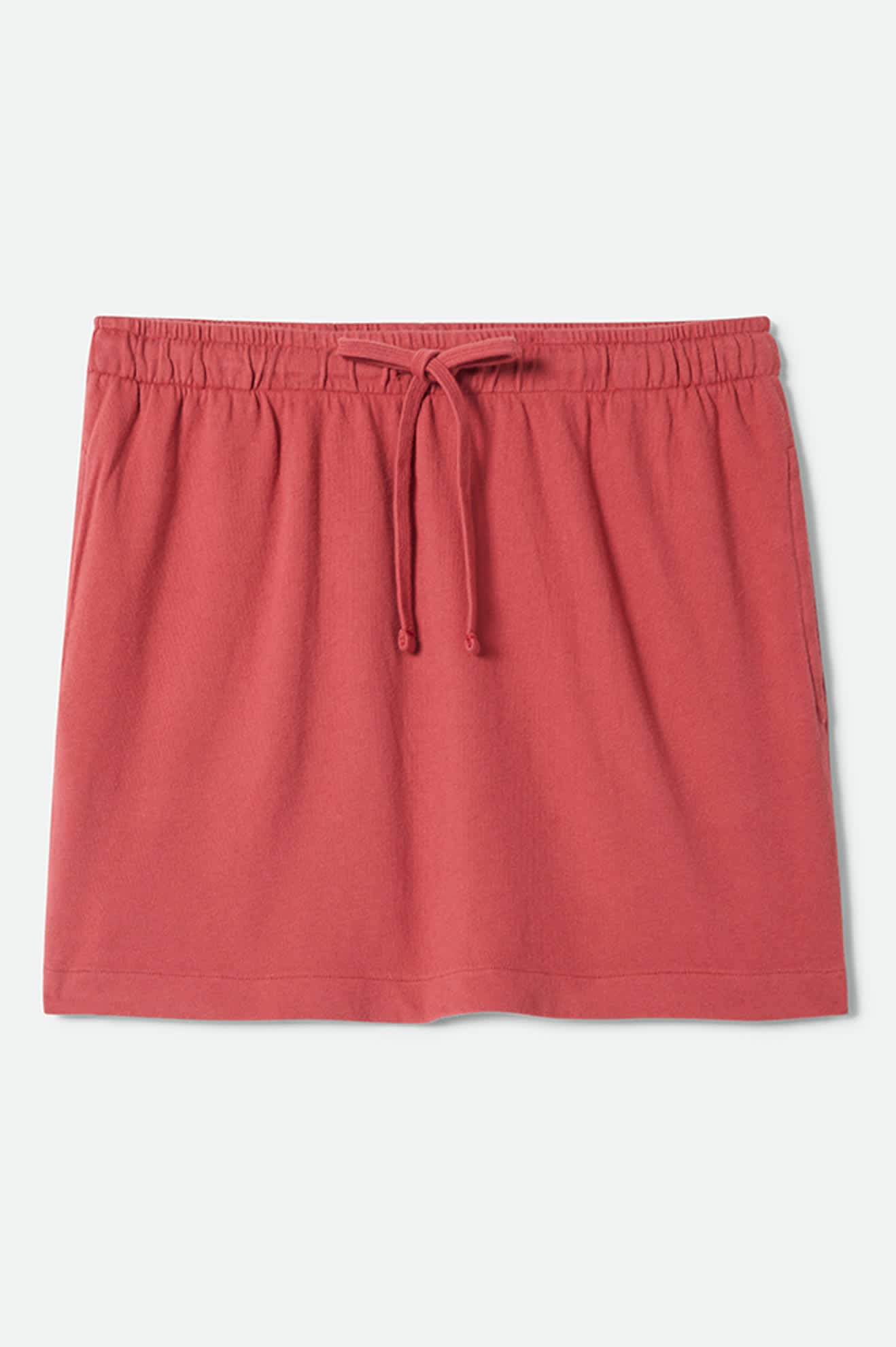 Women's Carefree Organic Garment Dye Lounge Skirt in the color Robust Red - Front Product Laydown Image