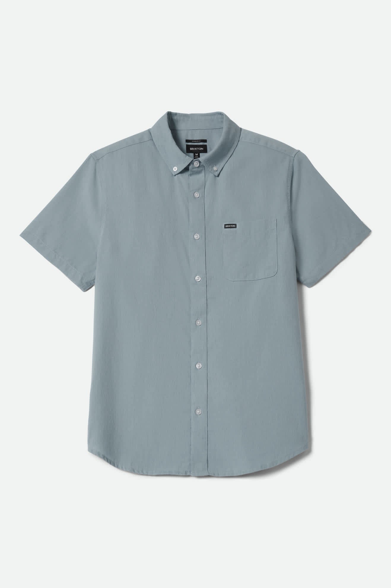 Men's Sanford Oxford Short Sleeve Shirt in the color Blue Aura - Front Product Laydown Image
