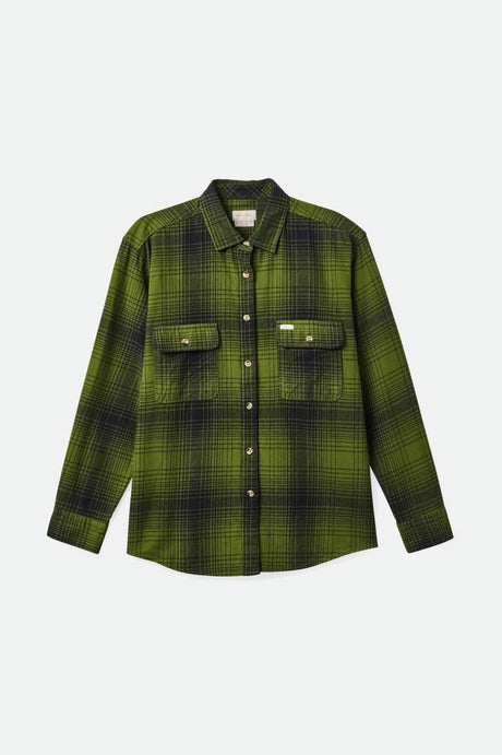 Brixton Women's Bowery Boyfriend L/S Flannel - Chive/Black | Profile