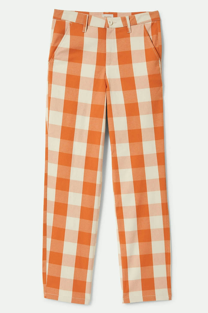 Women's Bedford Pant in the color Tangerine Gingham - Front Product View