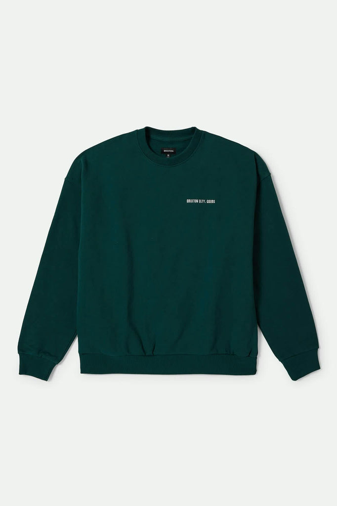 Men's Embroidered Heavyweight Oversized Crew in the color Deep Emerald - Front Product View