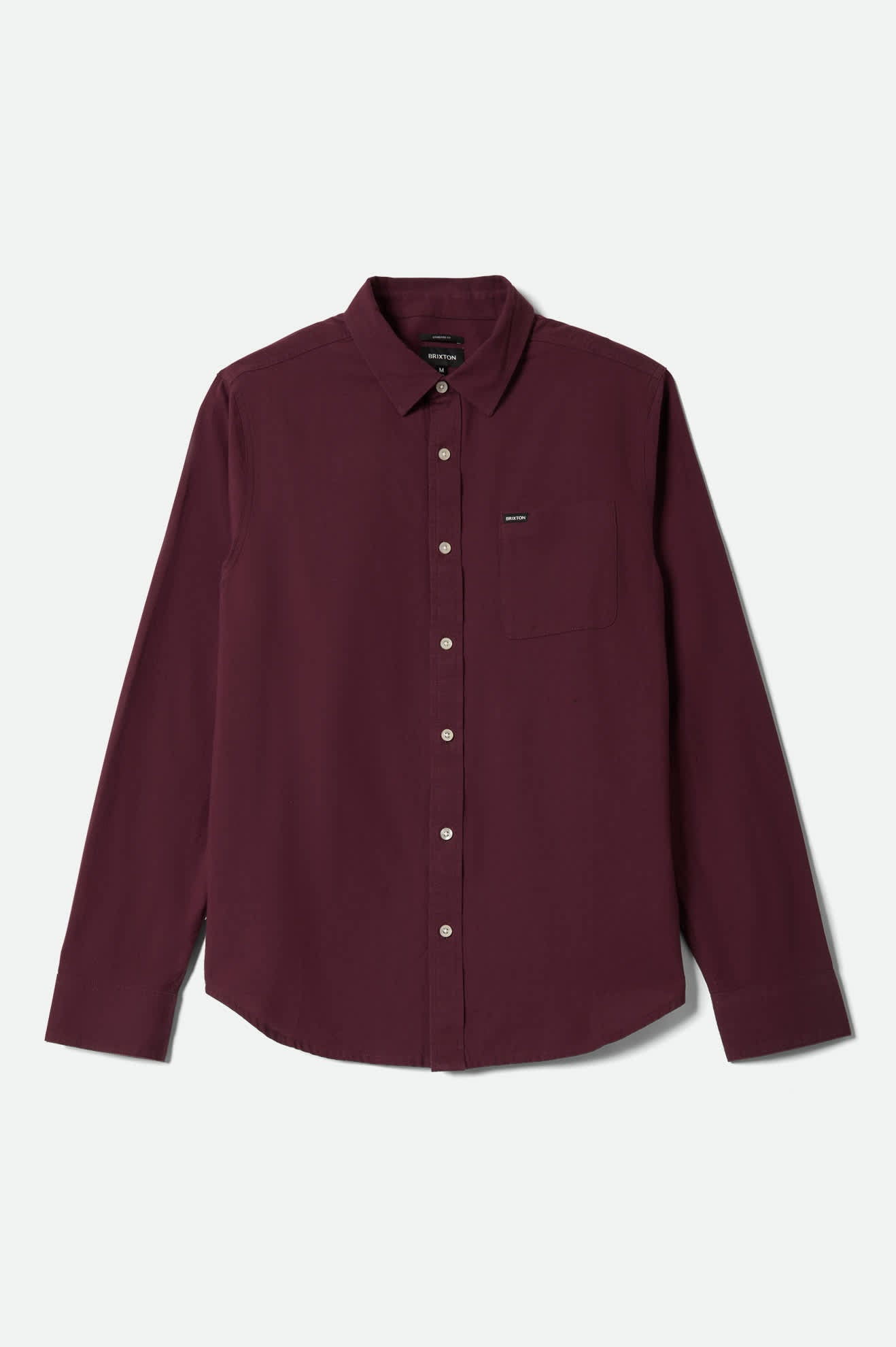 Men's Charter Long Sleeve Shirt in the color Port - Front Product Laydown Image