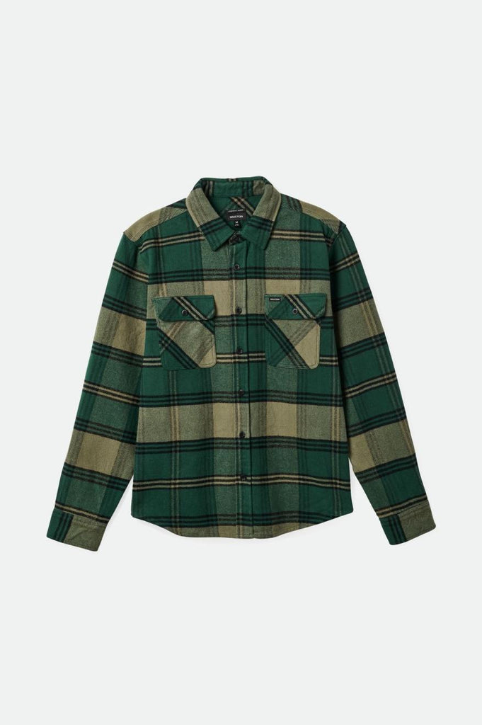 Brixton Bowery Heavyweight Flannel - Pine Needle/Olive Surplus