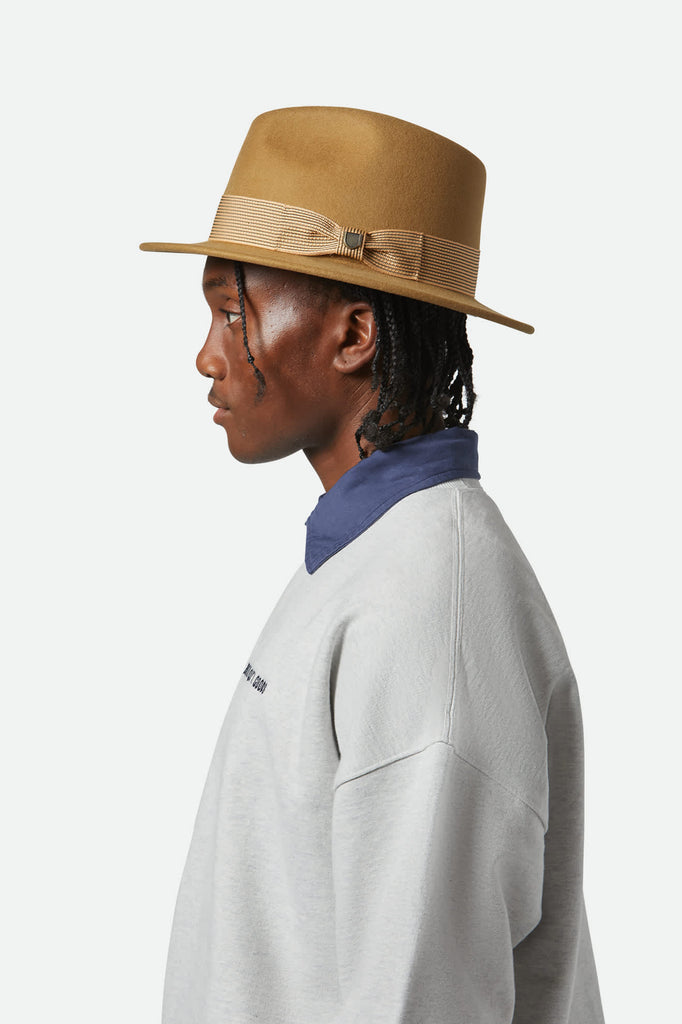 Unisex Roma Fedora in the color Dune - Men's Side View